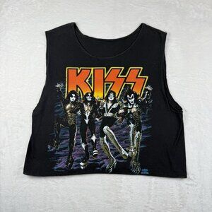 Vintage‎ Kiss Shirt Destroyer Winterland 1991 Medium Cropped Rock Express Band